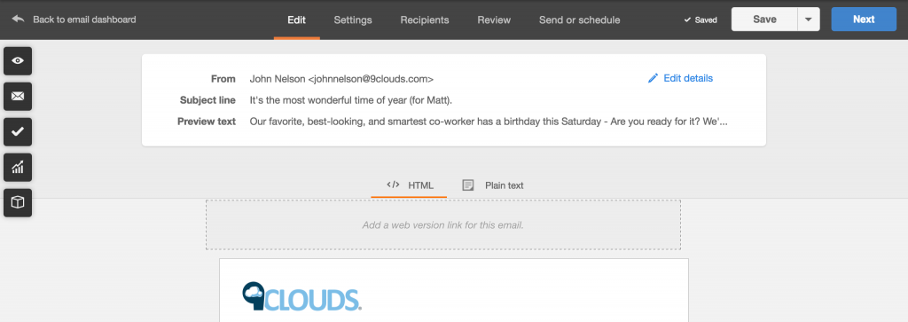 Email details in HubSpot