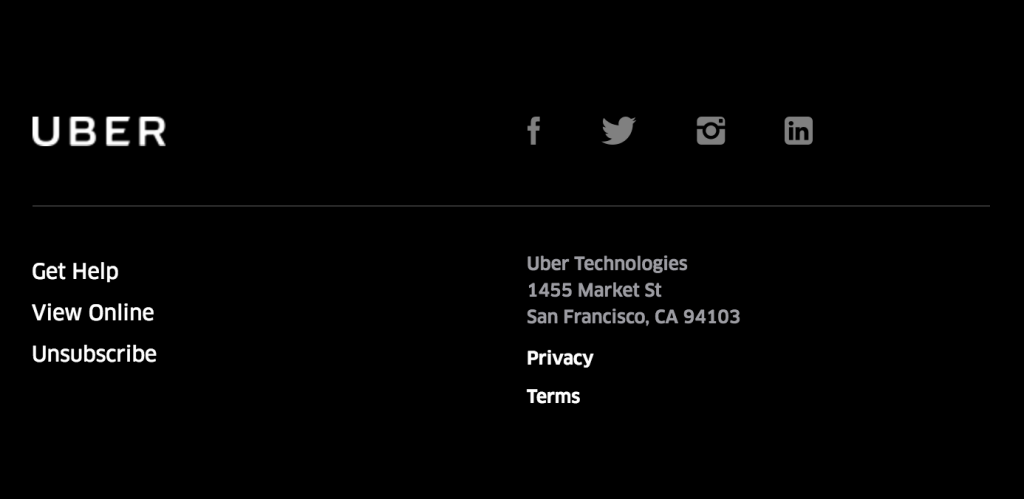 Uber Email Footer | Social Sharing Buttons