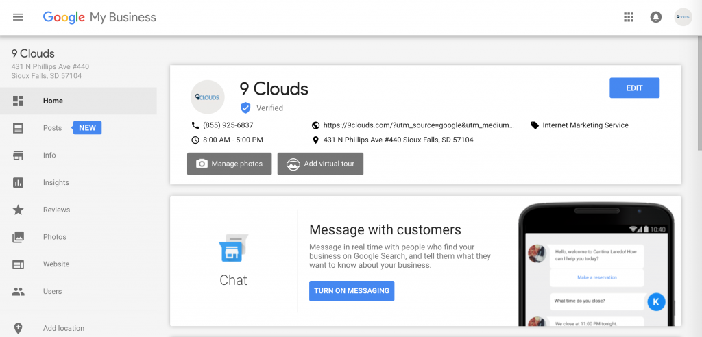Google My Business | Google Messaging | 9 Clouds