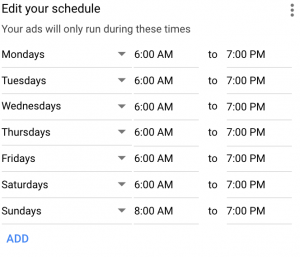 Adwords time schedule