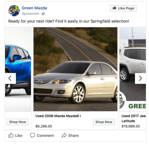 Green Mazda dynamic retargeting ad