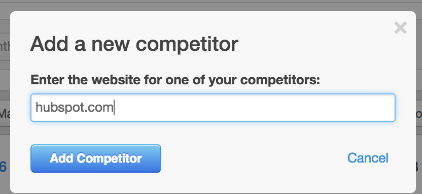 "Add a new competitor" tool in HubSpot