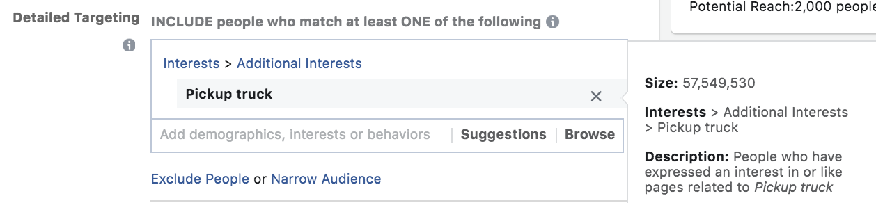Interest-based targeting in Facebook
