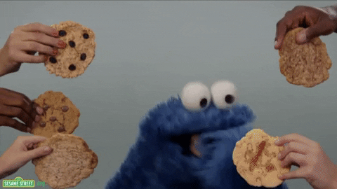 Cookie Monster eating all the cookies