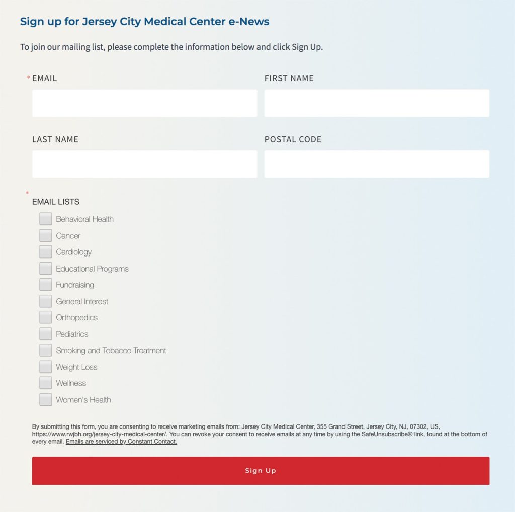Healthcare Email Sign-up Form