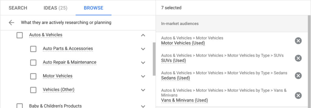 Audiences to look for in Google Ads