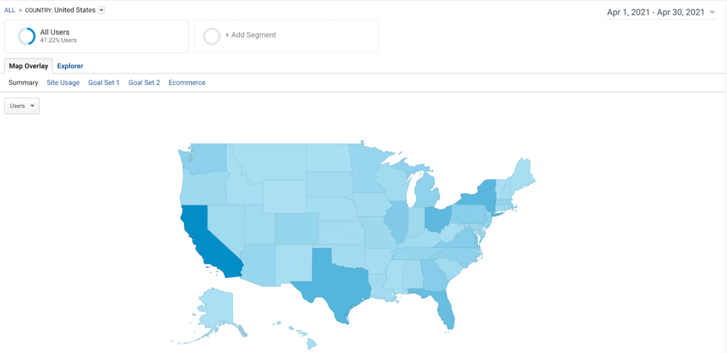 location metrics in google analytics
