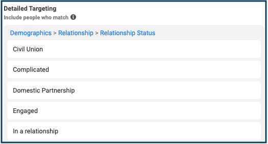 relationship targeting examples in Facebook