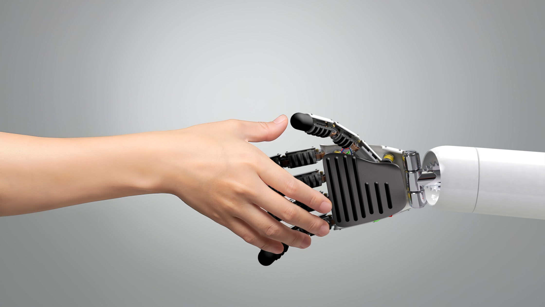 human hand shaking robot hand